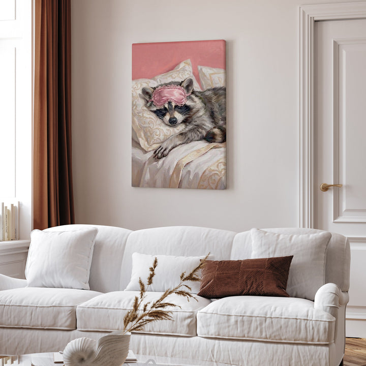 "Beauty Sleep" - Raccoon Vertical Canvas - Spirit Animal Wall Art