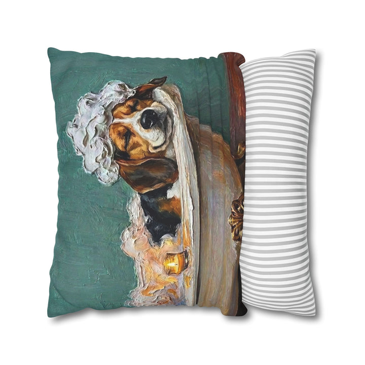 "Spa Day" - Beagle Pillow Cover - Dog Lover Home Decor