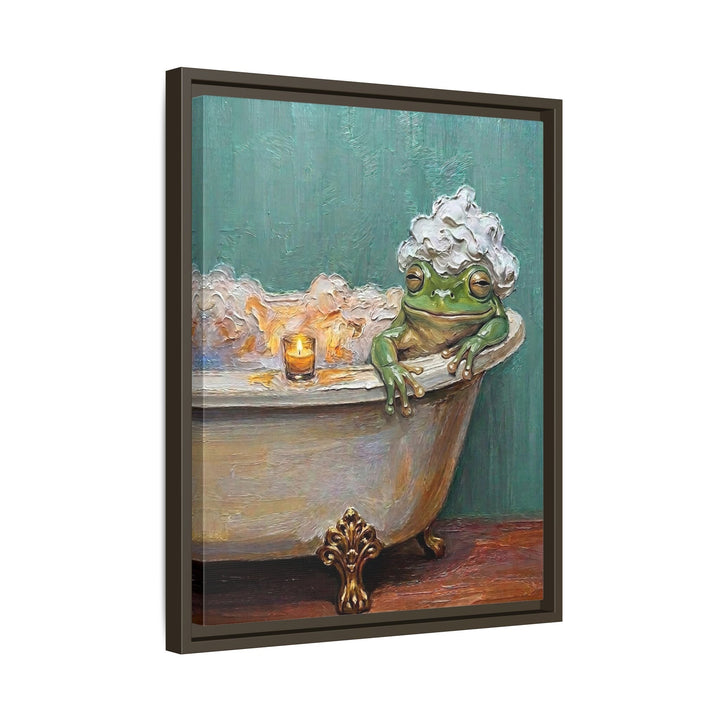 "Bubble Time" - Frog Vertical Framed Canvas - Spirit Animal Wall Art