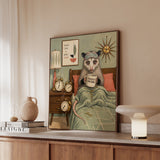 "Perfectly Functional" - Opossum Vertical Framed Canvas - Dark Burnout Humor Wall Art