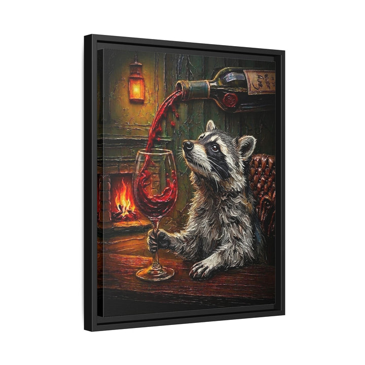 "Wine & Spirit" - Raccoon Vertical Framed Canvas - Spirit Animal Wall Art