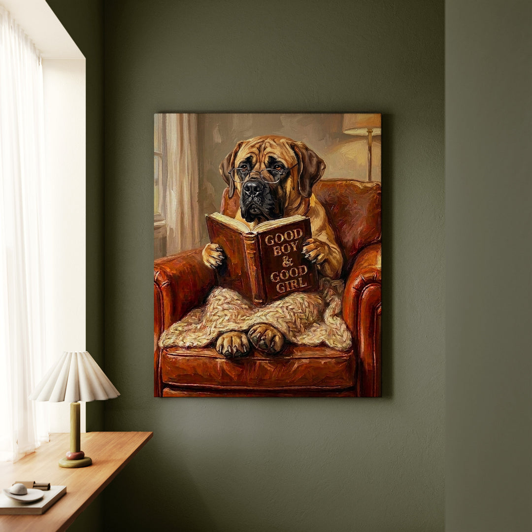 Mastiff Evening Read Canvas