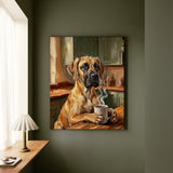 "Before Coffee" - Great Dane Vertical Canvas - Dog Lover Wall Art