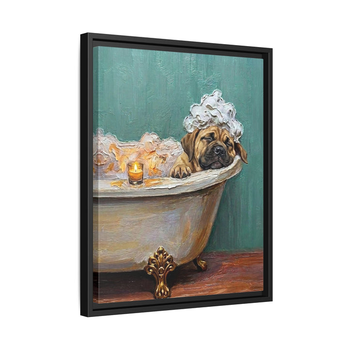 "Spa Day" - Mastiff Vertical Framed Canvas - Dog Lover Wall Art