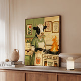 "Trad Wife Goals" - Cow Vertical Framed Canvas - Dark Burnout Humor Wall Art