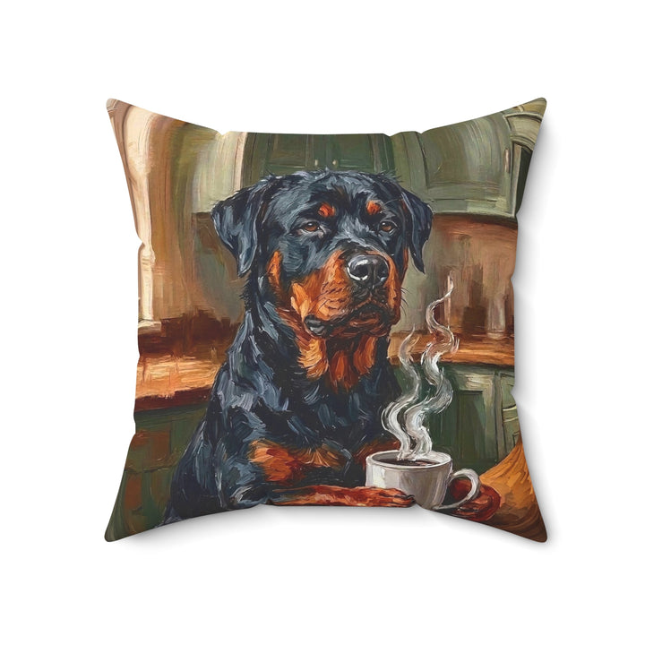 "Before Coffee" - Rottweiler Throw Pillow - Dog Lover Home Decor
