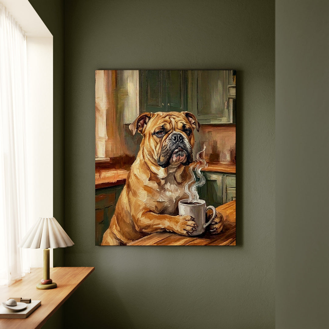 English Bulldog Before Coffee Canvas