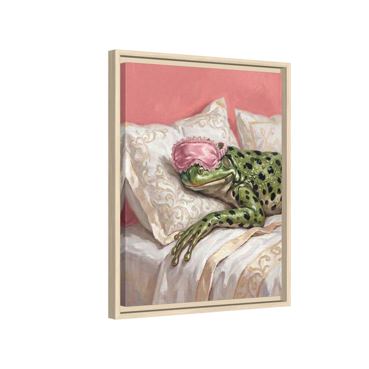 "Beauty Sleep" - Frog Vertical Framed Canvas - Spirit Animal Wall Art