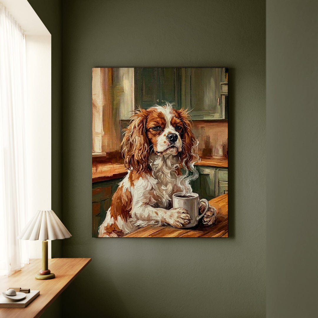 Cavalier King Charles Before Coffee Canvas