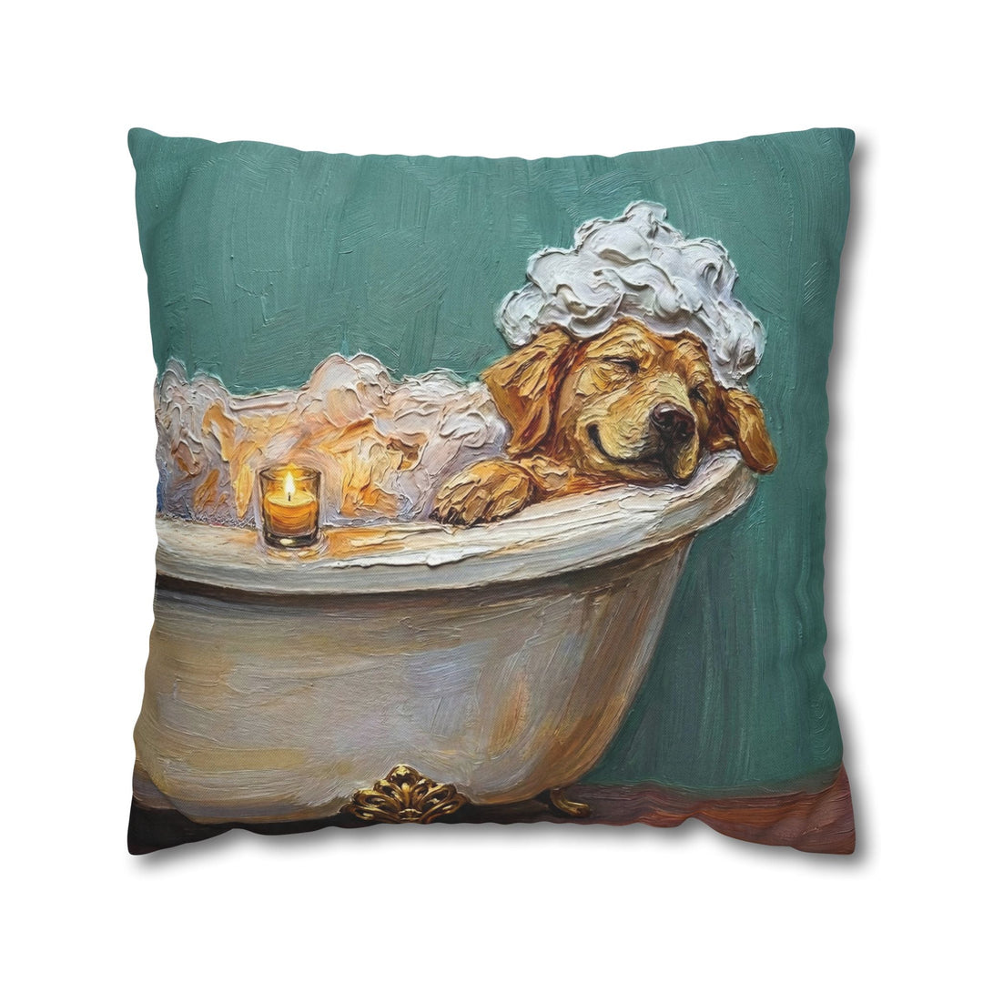 "Spa Day" - Golden Retriever Pillow Cover - Dog Lover Home Decor