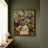 "Business As Usual" - Raccoon Vertical Canvas - Dark Burnout Humor Wall Art