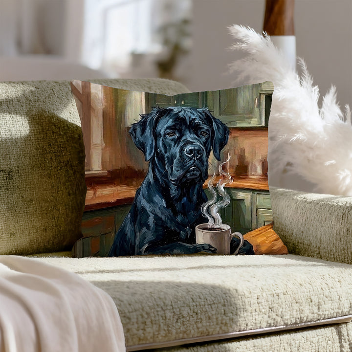 "Before Coffee" - Cane Corso Throw Pillow - Dog Lover Home Decor
