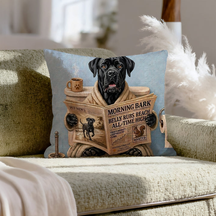 "Morning Business" - Cane Corso Throw Pillow - Dog Lover Home Decor