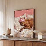 "Beauty Sleep" - Capybara Vertical Framed Canvas - Spirit Animal Wall Art