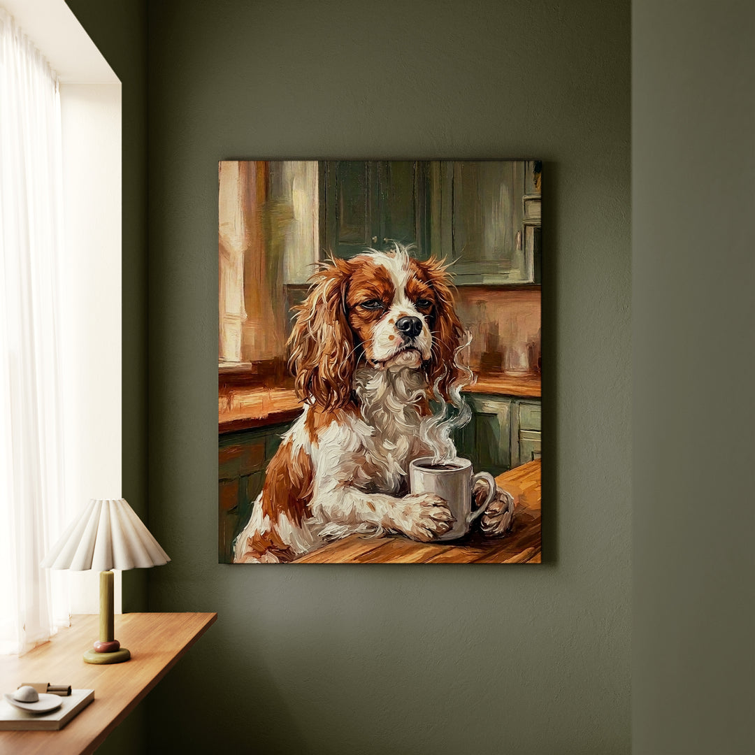 Cavalier King Charles Before Coffee Canvas