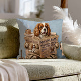 "Morning Business" - Cavalier King Charles Throw Pillow - Dog Lover Home Decor