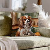 "Before Coffee" - Cavalier King Charles Throw Pillow - Dog Lover Home Decor