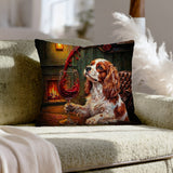 "Wine & Woof" - Cavalier King Charles Pillow Cover - Dog Lover Home Decor