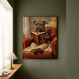 "Evening Read" - Pit Bull Vertical Canvas - Dog Lover Wall Art