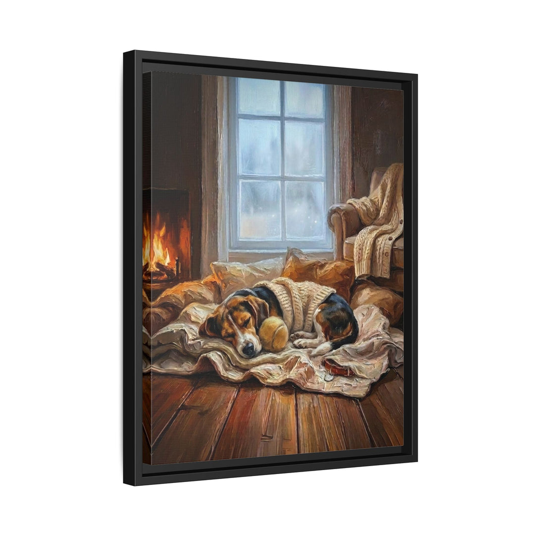 "Calm Memories" - Beagle Vertical Framed Canvas - Dog Lover Wall Art