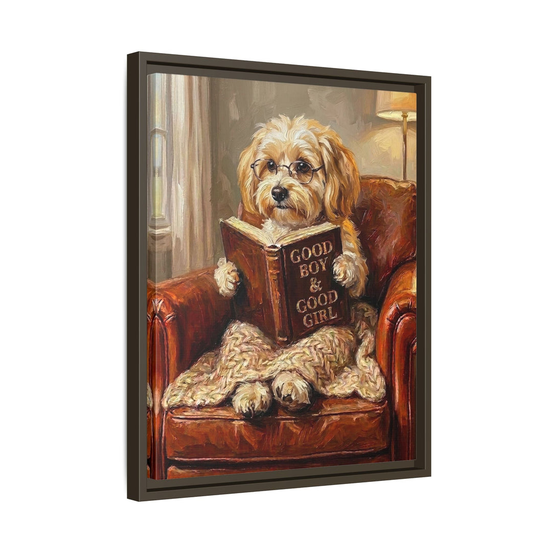 "Evening Read" - Havanese Vertical Framed Canvas - Dog Lover Wall Art