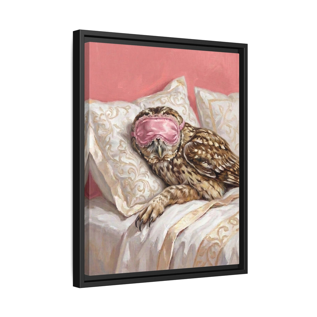 "Beauty Sleep" - Owl Vertical Framed Canvas - Spirit Animal Wall Art