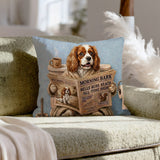 "Morning Business" - Cavalier King Charles Pillow Cover - Dog Lover Home Decor