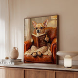 "Evening Read" - Chihuahua Vertical Framed Canvas - Dog Lover Wall Art