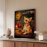 "Wine & Woof" - Chihuahua Vertical Framed Canvas - Dog Lover Wall Art
