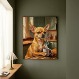 "Before Coffee" - Chihuahua Vertical Canvas - Dog Lover Wall Art