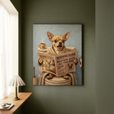 "Morning Business" - Chihuahua Vertical Canvas - Dog Lover Wall Art