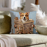 "Morning Business" - Corgi Throw Pillow - Dog Lover Home Decor