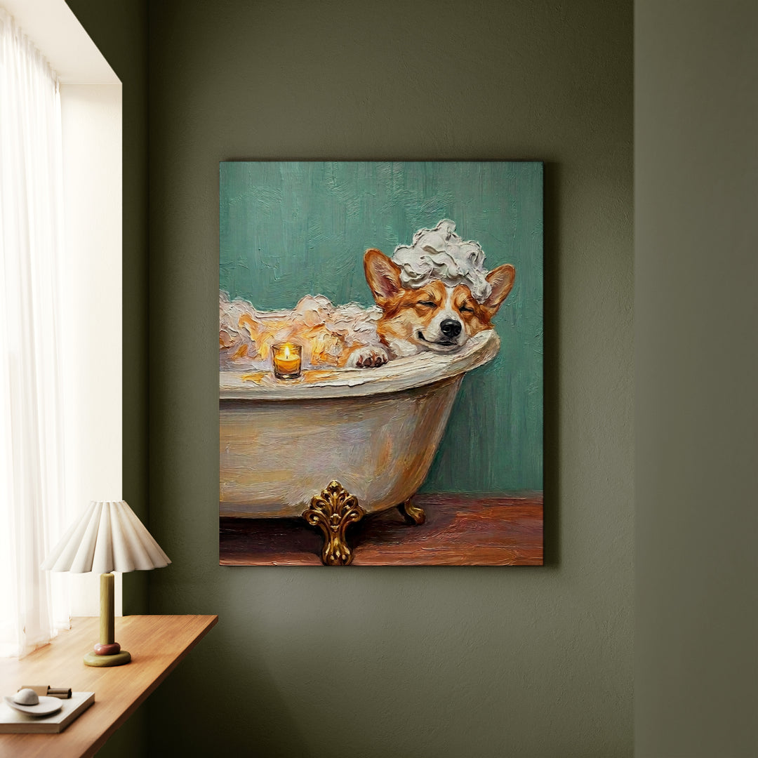 Corgi Spa Day Canvas