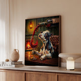 "Wine & Spirit" - Cow Vertical Framed Canvas - Spirit Animal Wall Art