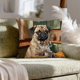 "Before Coffee" - Pug Pillow Cover - Dog Lover Home Decor