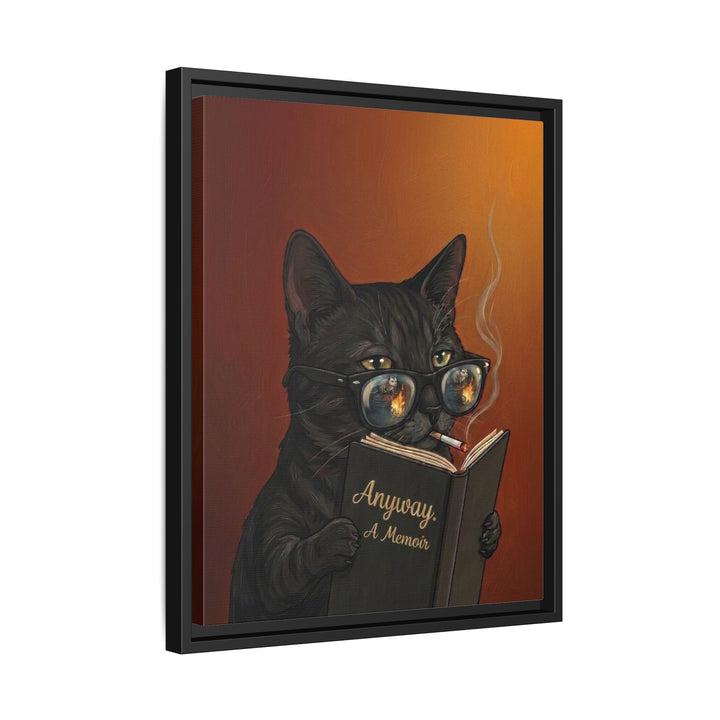"Anyway" - Cat Vertical Framed Canvas - Animal Book Humor Wall Art