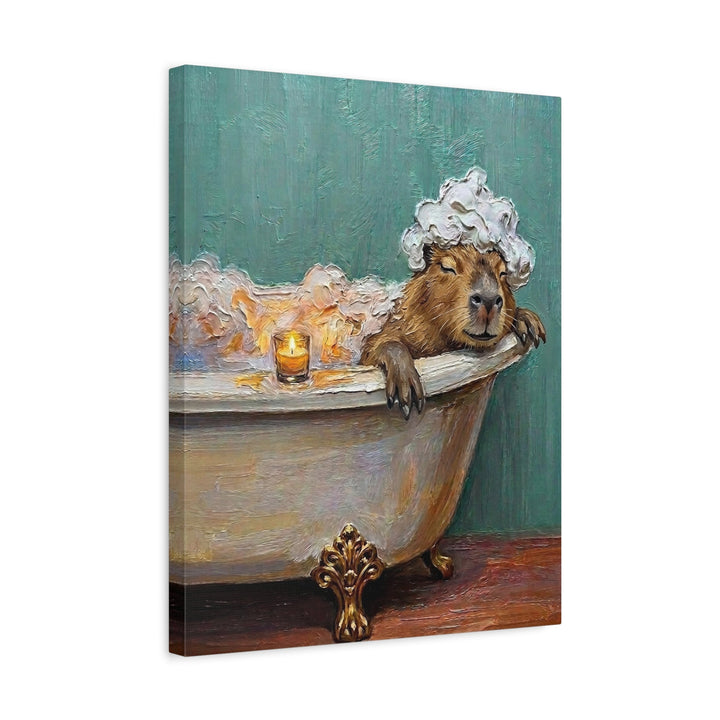 "Bubble Time" - Capybara Vertical Canvas - Spirit Animal Wall Art