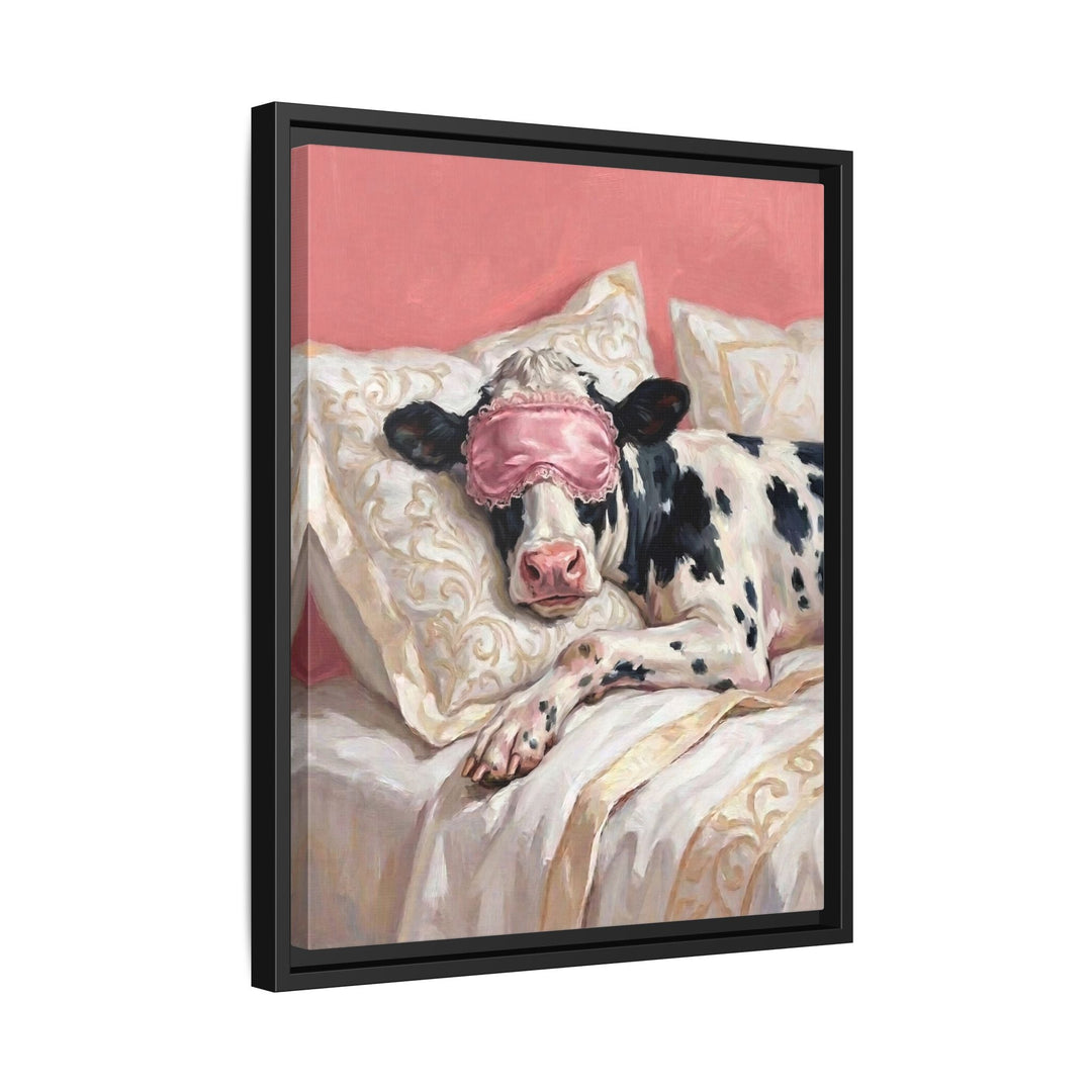 "Beauty Sleep" - Cow Vertical Framed Canvas - Spirit Animal Wall Art