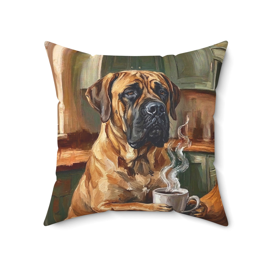 "Before Coffee" - Mastiff Throw Pillow - Dog Lover Home Decor