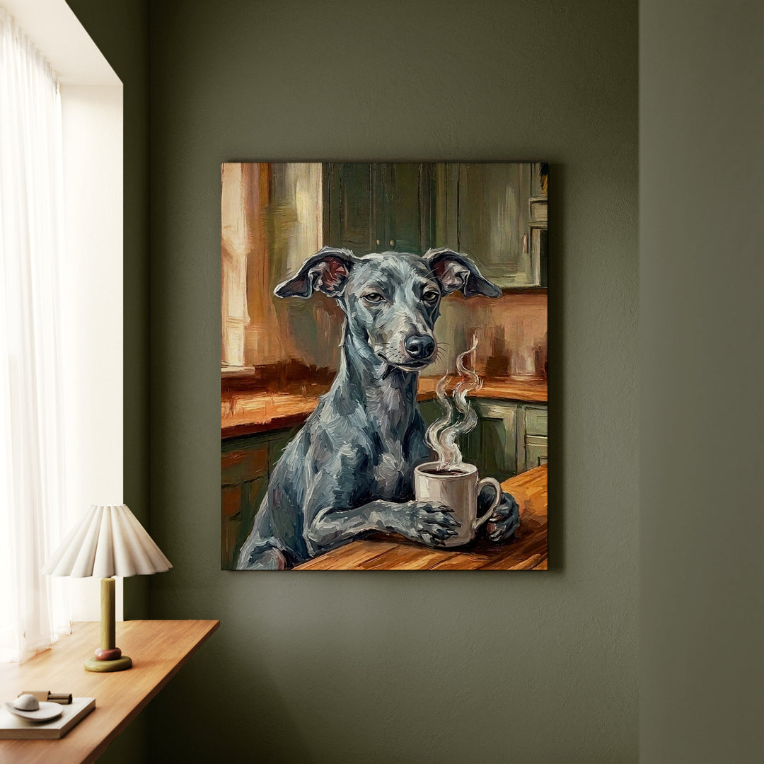 Italian Greyhound Before Coffee Canvas