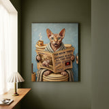 "Morning Business" - Hairless Vertical Canvas - Cat Lover Wall Art