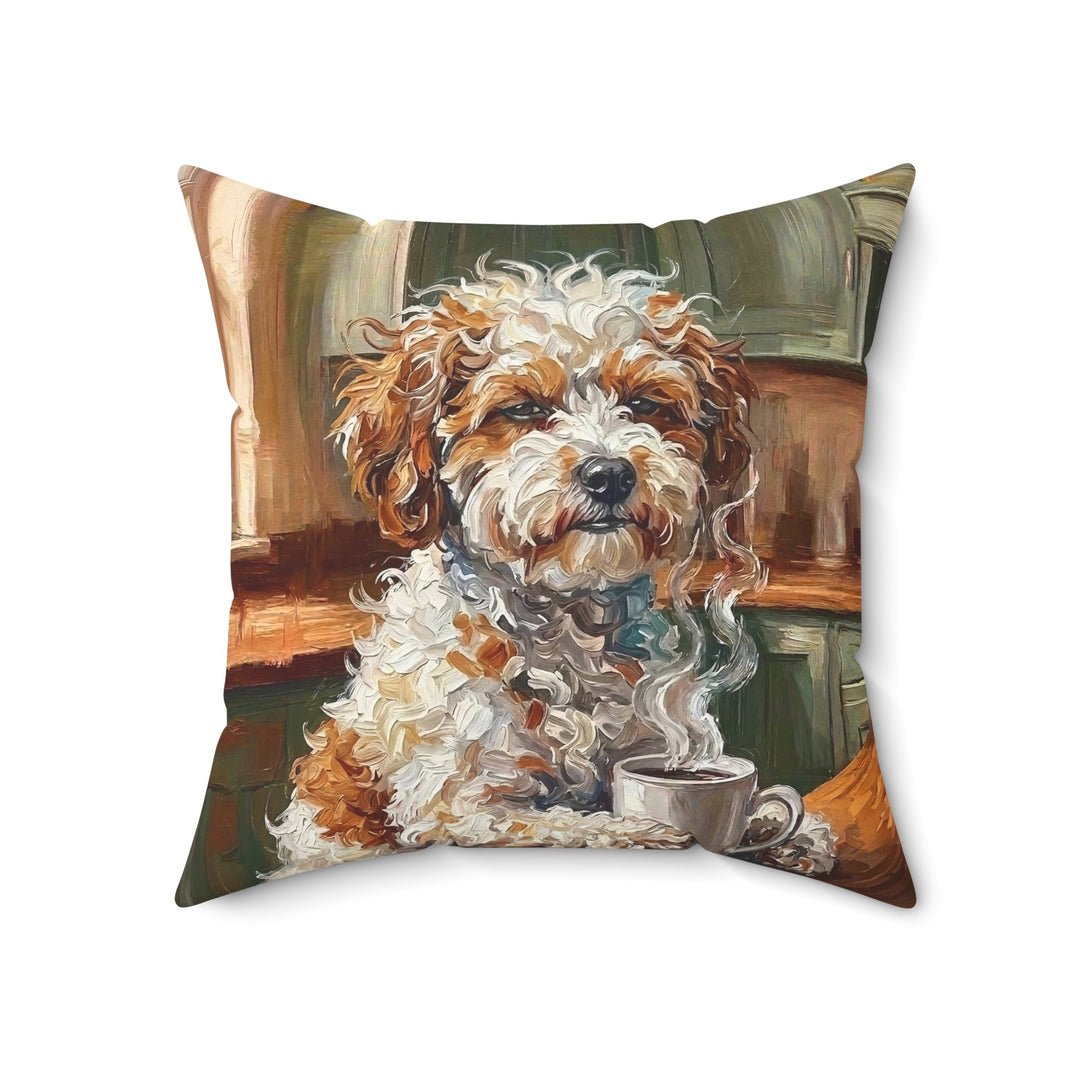 "Before Coffee" - Bichon Frise Throw Pillow - Dog Lover Home Decor