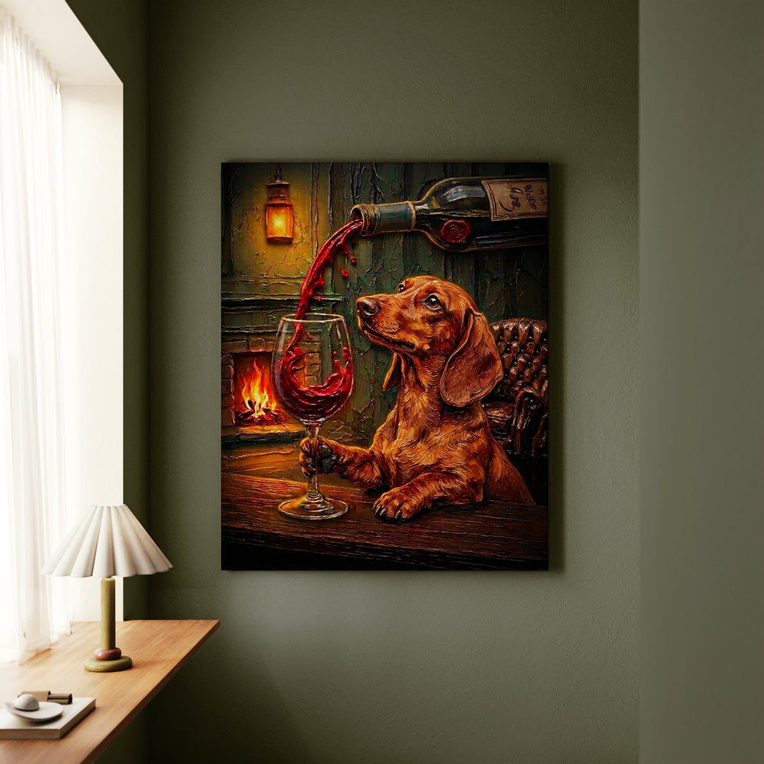 Dachshund Wine & Woof Canvas