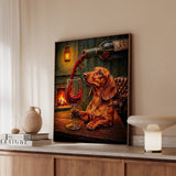 "Wine & Woof" - Dachshund Vertical Framed Canvas - Dog Lover Wall Art