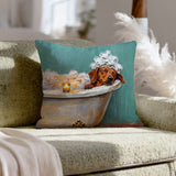 "Spa Day" - Dachshund Throw Pillow - Dog Lover Wall Art Home Decor