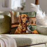 "Before Coffee" - Dachshund Pillow Cover - Dog Lover Home Decor
