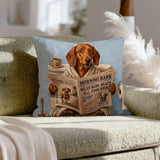 "Morning Business" - Dachshund Throw Pillow - Dog Lover Home Decor