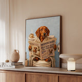 "Morning Business" - Dachshund Vertical Framed Canvas - Dog Lover Wall Art