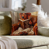 "Evening Read" - Dachshund Throw Pillow - Dog Lover Home Decor