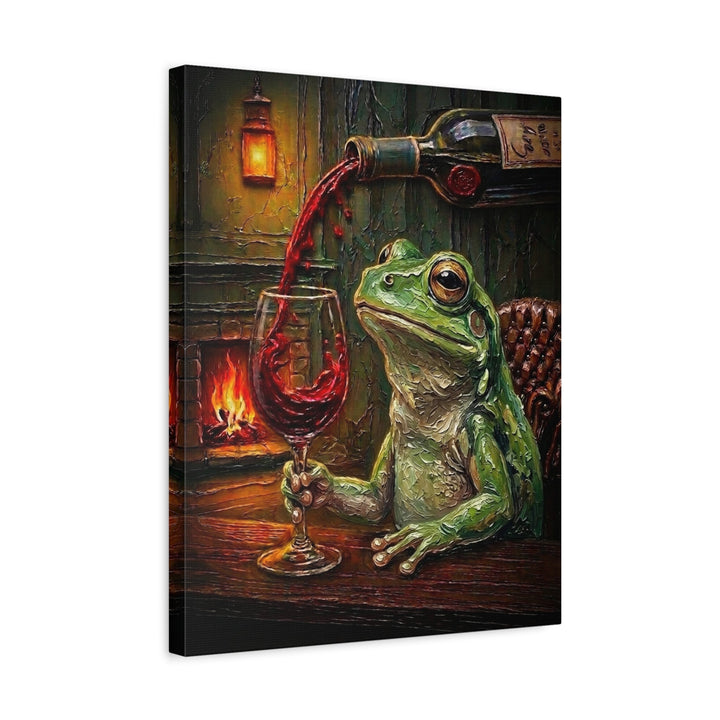 "Wine & Spirit" - Frog Vertical Canvas - Spirit Animal Wall Art